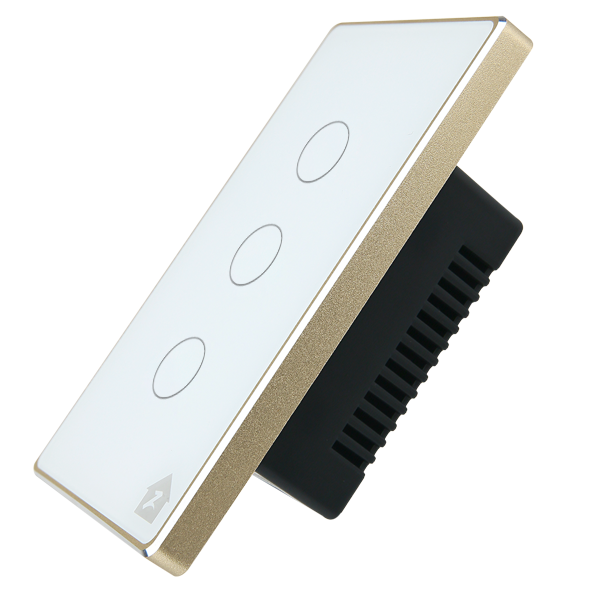Công Tắc Cảm Ứng Có Phản Hồi SmartZ 3 nút SW100V.3 - Màu trắng Viền vàng